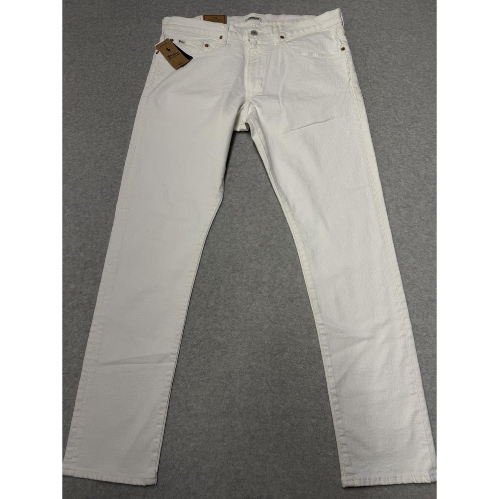 Polo Ralph Lauren Jeans Mens 35x32 White Sullivan Slim Tapered Stretch Denim